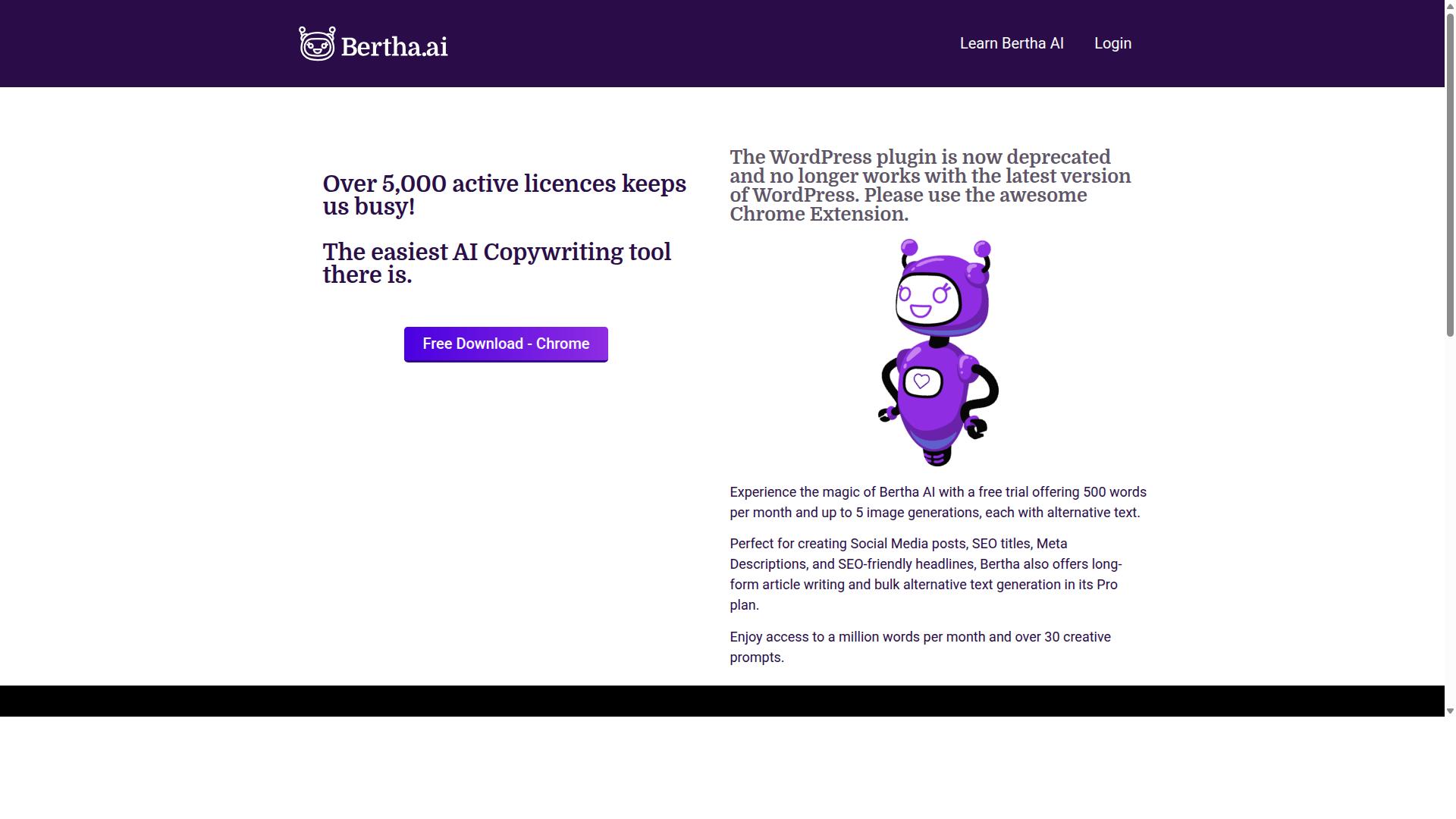 Bertha AI website